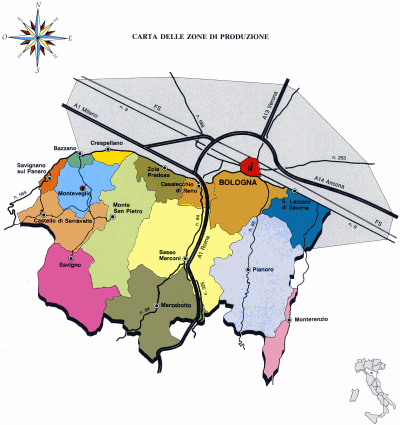 Consorzio Vini Colli Bolognesi - Zone di produzione